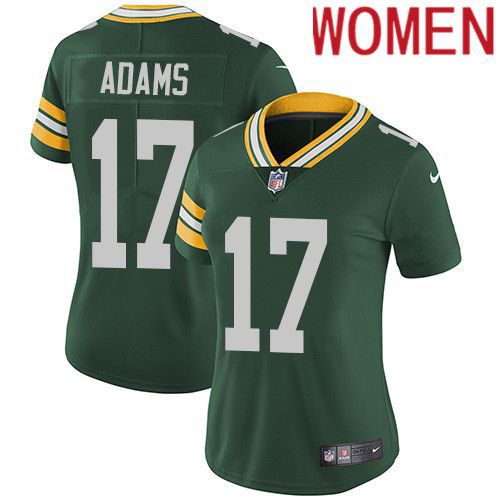 Women Green Bay Packers 17 Davante Adams Green Nike Vapor Limited NFL Jersey